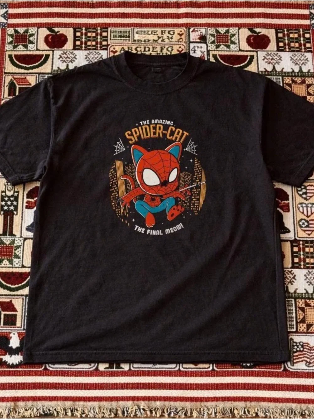 The Amazing Spider Cat black t-shirt